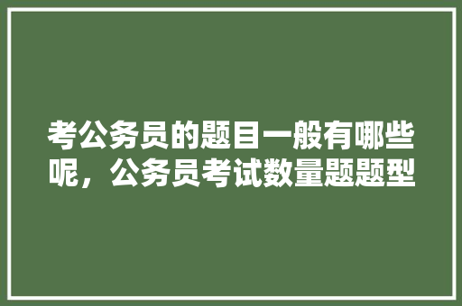 考公务员的题目一般有哪些呢，公务员考试数量题题型