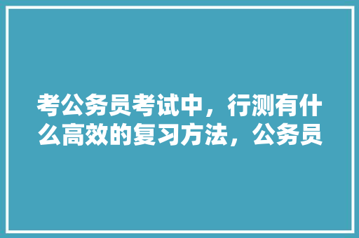 考公务员考试中，行测有什么高效的复习方法，公务员考试题讲解