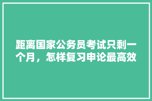 距离国家公务员考试只剩一个月，怎样复习申论最高效，自圆其说打一哲学用语 公考知识
