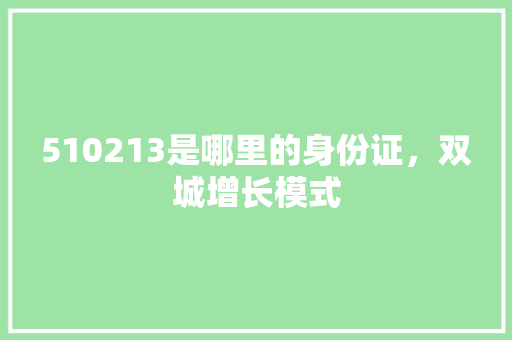 510213是哪里的身份证，双城增长模式