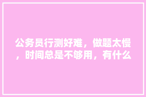 公务员行测好难，做题太慢，时间总是不够用，有什么技巧吗，中国公务员模拟考试题库及答案 公考知识