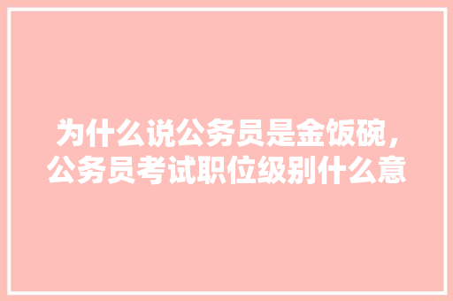 为什么说公务员是金饭碗，公务员考试职位级别什么意思 教育科普