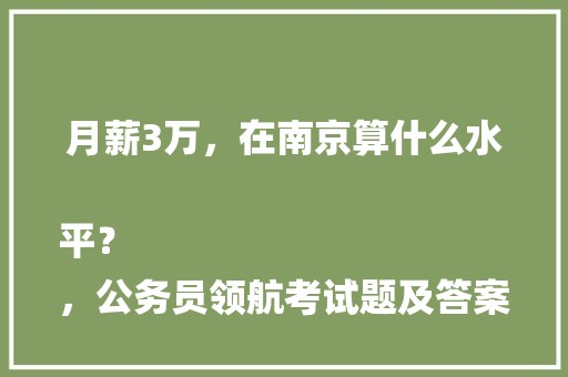 月薪3万，在南京算什么水平？
，公务员领航考试题及答案