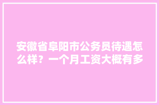 安徽省阜阳市公务员待遇怎么样？一个月工资大概有多少，安徽公务员试卷