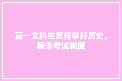 高一文科生怎样学好历史，唐宋考试制度 建筑考试