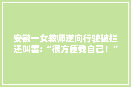 安徽一女教师逆向行驶被拦还叫嚣:“很方便我自己！”你怎么看，公务员考试题奇葩至极怎么办 教育科普