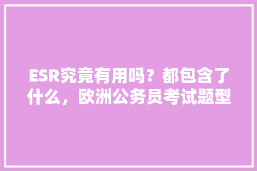 ESR究竟有用吗?都包含了什么,欧洲公务员考试题型有哪些 专业填报 ESR究竟有用吗?都包含了什么,欧洲公务员考试题型有哪些 专业填报