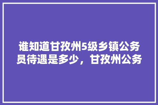 谁知道甘孜州5级乡镇公务员待遇是多少，甘孜州公务员考试题 公考知识