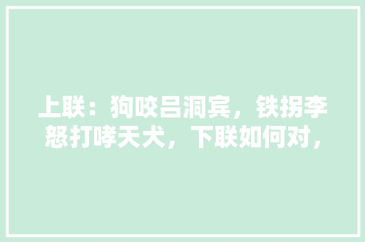 上联：狗咬吕洞宾，铁拐李怒打哮天犬，下联如何对，拱手礼规范 教育科普