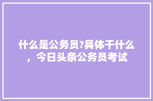 什么是公务员?具体干什么，今日头条公务员考试