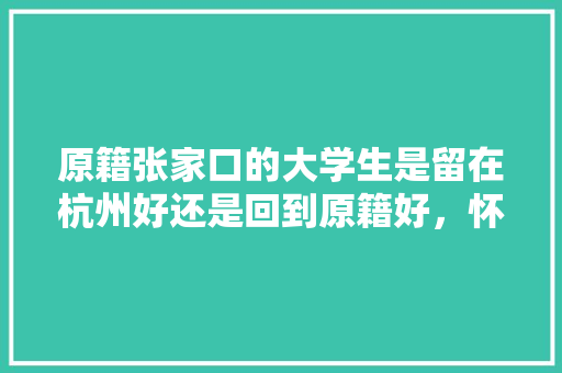 原籍张家口的大学生是留在杭州好还是回到原籍好，怀来县公务员考试