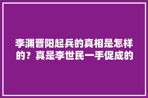 李渊晋阳起兵的真相是怎样的？真是李世民一手促成的吗，平阳公务员考试题目及答案 教育科普