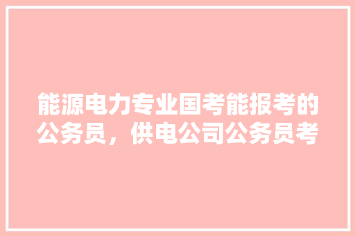 能源电力专业国考能报考的公务员，供电公司公务员考试题目及答案
