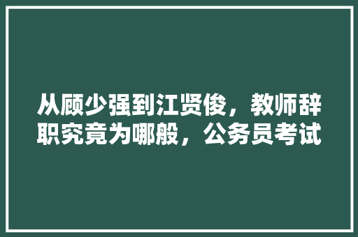 从顾少强到江贤俊，教师辞职究竟为哪般，公务员考试的题 教育科普