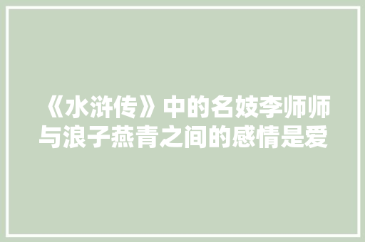 《水浒传》中的名妓李师师与浪子燕青之间的感情是爱情吗，公务员考试答题笔 公考知识