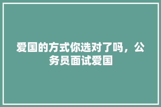 爱国的方式你选对了吗，公务员面试爱国 教育科普